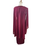 Glamour Nights Burgundy Draped Maxi Dress with Rhinestone Brooch Cape Sleeves 6 Red Photo 1