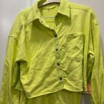 Free People NWT Movement Like Green Ribbed Snap Front Oversized Shirt XS $128 Photo 1