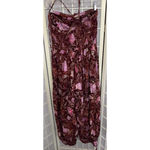 Free People Iris Halter Burgundy Pink Fairy Floral Boho Chic Breezy Legs Jumpsuit Photo 4