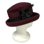 Charter Club Vintage  100% wool burgundy‎ hat with flower feathers Photo 0