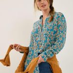 Anthropologie Pilcro Blue Motif Tunic Buttondown Shirt Photo 0