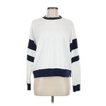 Faherty  Beach Fleece Ringer Crew Sweatshirt White Navy Stripe Long Sleeve Top M Photo 1