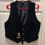 Vintage‎ Mickey Unlimited Disney Black Suede Leather Vest Women's M/L Size L Photo 0