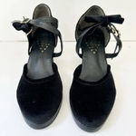 ANTAINA Lolita Black Velvet Side Bow Kitten‎ Heels Coquette Demure Size 7 Photo 0