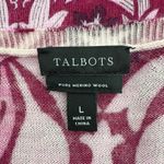Talbots Womens 100% Merino Wool Long Puff Sleeve Floral Print Sweater Large Photo 6