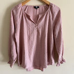 Frye Women's Textured Long Sleeve Peasant Mauve Salt Breeze Blouse Small Photo 0