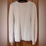 Banana Republic Ivory Chunky Cable Knit Crew Neck Button-Shoulder Sweater Small Photo 4