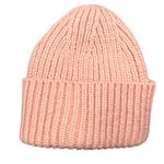 UGG  Women's Pink Wool Blend Ribbed Knit Fold Over Cuffed Beanie Cap Hat Size S Photo 1