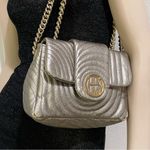 Henri Bendel  Metallic Silver Pewter Quilted Chain Flap Shoulder Crossbody Bag Photo 1