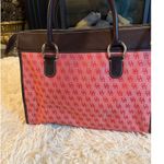 Dooney & Bourke Vintage  DB Monogram Purse Bag Top Handle Pink Red Leather Trim Photo 3