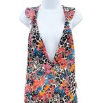 Free People  Josie Deep V Neck Leopard Cheetah Floral Print Open Back Mini Dress Photo 4