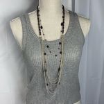 Multi Strand Purple Glass and Silver Tone Bead Chain Necklace Photo 0