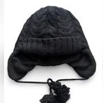 J.Crew  Black Cable Knit Pom Pom  beanie Photo 0