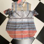 Sea New York Madras Plaid Ruffle Tank Top Cold Shoulder Sleeveless Multicolor 6 Photo 6