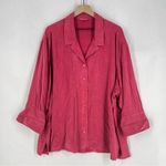 Tianello TENCEL Plus Sized Aida Blouse Button Front Garment Dyed Raspberry 2X Pink Photo 0
