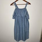 J.Crew Chambray Striped Off Shoulder dress Sz Large Photo 2