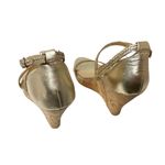 Lilly Pulitzer Maddie Gold Braided Leather Cork Platform Heels Sz 7.5 Photo 2