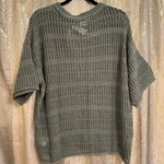 Aerie  Olive Green Crochet Knit Oversized Short Sleeve Sweater Small NWT Photo 1