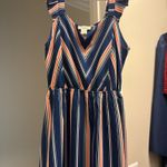 Monteau Blue/White/Orange striped dress Photo 0