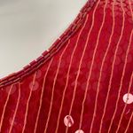 Vintage Red Sequin Beaded Cap Sleeve Mini Shift Dress Holiday Christmas Small Photo 6