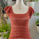 Ryegrass Rust Crochet Ruffle Sleeve Top β XS NWT Orange Photo 0