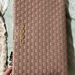 Bebe Woven Pink Satchel with Gold Logo Blush Pink NWT Photo 6