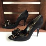 Stuart Weitzman  Vintage Black Bow Heel Gold Pumps Photo 7