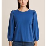 The Great . Blue Cotton Puff Sleeve Top Size 0 (US 0-2) Photo 0