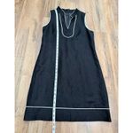 Eliza J  Black Linen Blend Sleeveless Shift Dress White Piping Size 6 Photo 5
