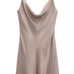 ZARA  Taupe Satin Mini Dress with Rhinestone Strap Photo 0