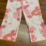 Ann Taylor Floral Print Cropped Pants Womens Size 4 Pink White Casual Career Photo 2