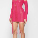Maniere De Voir LADDERED KNIT MINI DRESS WITH SLEEVES - PINK Photo 2