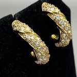 Swavorski Rare Pierced Swarovski Crystal Half Hoop Pierced Earrings, Gold plated, Vintage Photo 0