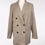 Joie  Brown Plaid Double Breasted Blazer Size Small Photo 0