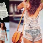 Victoria's Secret  White Crochet Cover-Up romper, size S beach sheer boho cottage Photo 1