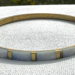 Blue abalone gold tone brass bangle bracelet Photo 0