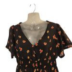 Justify Black Floral V-Neck Smocked Waist Above The Knee A-Line Mini Dress Large Photo 2