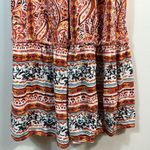 Black Tape Paisley Midi Dress Smocked Boho Fall Earthy Print Women Size Small Red Photo 5