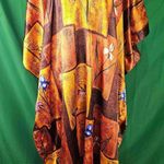 Barbizon Womens Gold V Neck Floral Loose Fit Kaftan Dress One Size Mrs Roper Photo 0