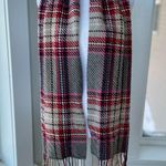 Vintage Fiori di Firenze Gray Pink Plaid Wool Scarf w Fringe Made in Italy Photo 0