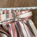 Soulmates satin striped pants elastic waist belted pink grey women’s size M Photo 7