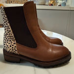 Vintage Havana  Brown Ankle Boots with Animal Print Accent Photo 0