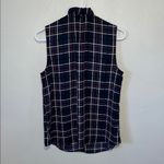 Banana Republic Navy Checkered Sleeveless Blouse Photo 2