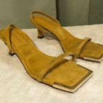 Good American Velvet Yellow & Gold Slide On Heels Photo 3