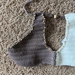 JMP The Label Coco Brown Contrast Cali Crochet Bikini Swim Top Medium NEW NWT Photo 1