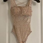 Gilly Hicks Hollister  | Light Pink Floral Mesh Bodysuit | XS Photo 0