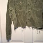 American Eagle Womens Small Olive Green Corduroy Cropped Shacket Jacket Photo 3