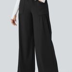Halara  High Waist Wide Leg Drawstring Yoga Pants Patch Pockets Black XL NWT Photo 6