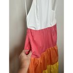 DO+BE HALTER SUMMER DRESS Size Large COLORBLOCK YELLOW ORANGE WHITE NWT Photo 5