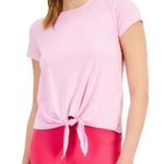 Ideology Tie Front Short Cap Sleeve Solid Pink T Shirt Crew Neck Small Pullover Photo 0